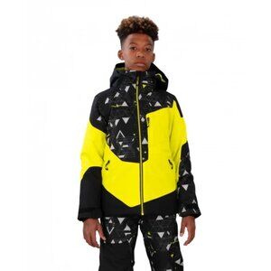 Obermeyer Outland Jacket Yellow Black Geometric Hooded Teen 10/12 Medium